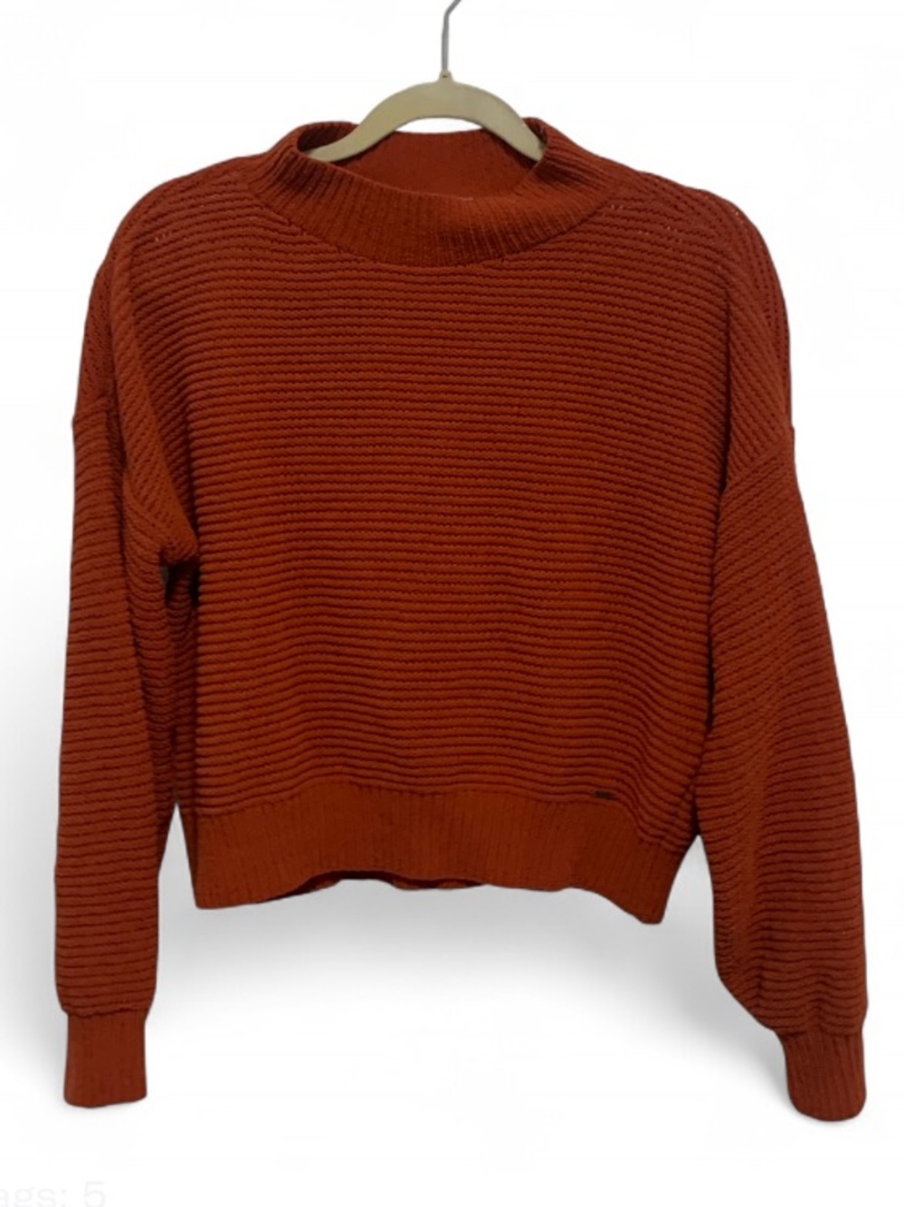 Hollister Orange Chenille Cropped Ribbed Sweater